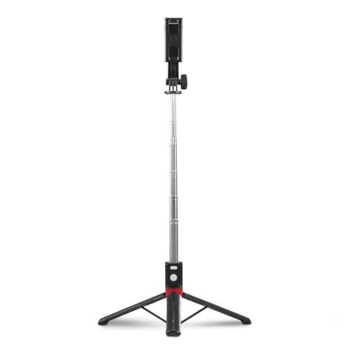 Hama Selfie-Stick-Stativ 30–110cm mit Auslöser Foto (Reise-Stativ leicht 195g, Packmaß 24cm, Selfiestick mit Stativ und Fernbedienung Bluetooth, 3in1 Handyhalter-Stativ für iPhone, Samsung usw) von Hama