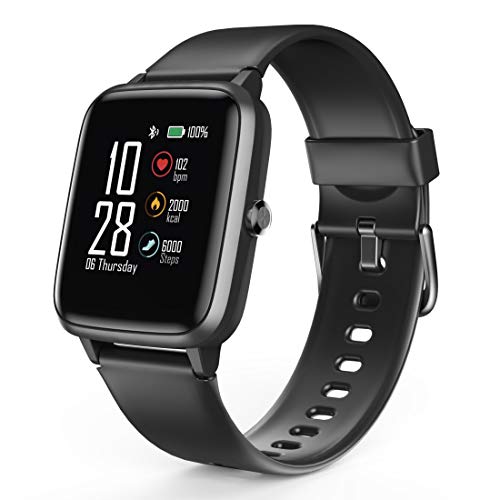 Hama Smartwatch 5910, GPS, wasserdicht (Fitnesstracker für Herzfrequenz/Kalorien, Sportuhr mit Schrittzähler, Schlafmonitor, Musiksteuerung, Fitness Armband Damen/Herren, 6 Tage Akkulaufzeit) Schwarz von Hama