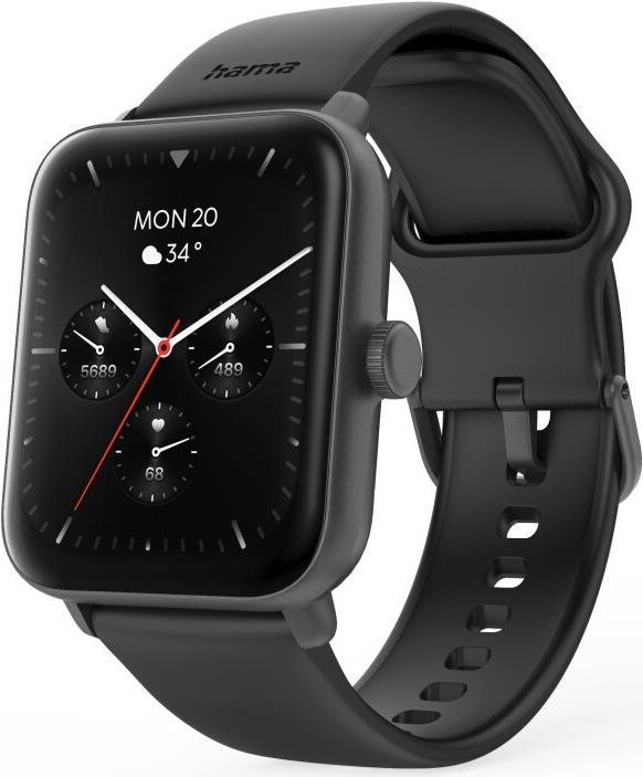 Hama Smartwatch 6010, GPS, TFT-Display 1,65, Telefonfunktion, wasserdicht, SW (00178619) von Hama