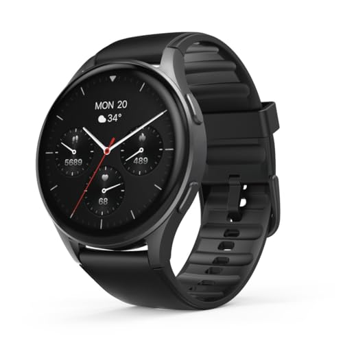 Hama Smartwatch 8900 mit GPS, wasserdicht IP68, Telefonfunktion (AMOLED Touch Display, Sprachsteuerung, Sportmodi, Schlaftracker, Herzfrequenzmessung, Whatsapp, Laufuhr, Pulsuhr, Fitnessuhr) schwarz von Hama
