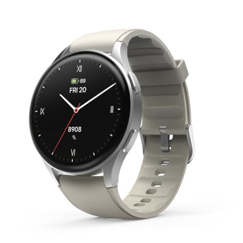 Hama Smartwatch 8900 mit GPS, wasserdicht IP68, Telefonfunktion (AMOLED Touch Display, Sprachsteuerung, Sportmodi, Schlaftracker, Herzfrequenzmessung, WhatsApp, Laufuhr, Pulsuhr, Fitnessuhr) silber von Hama