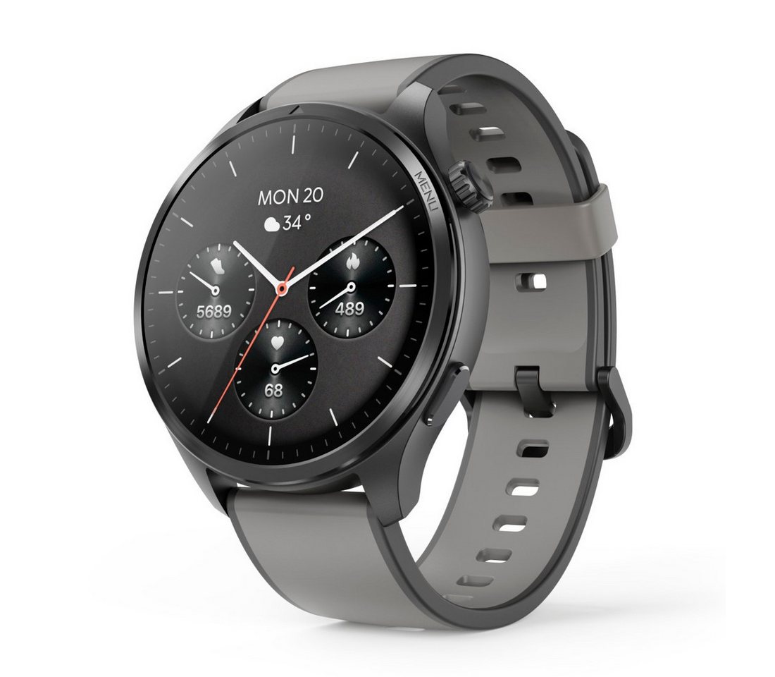 Hama Smartwatch m. GPS (1,43", Musikspeicher, Telefonfunktion, wasserdicht) Smartwatch (3,63 cm/1,43 Zoll), Sprachassistent, GPS, IP68, Herzfrequenz, Kalorien, Schlafanalyse von Hama