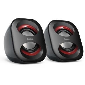 Hama Sonic Mobil 183 - Lautsprecher - für PC - 3 Watt (Gesamt) - Schwarz, Rot (00173131) von Hama