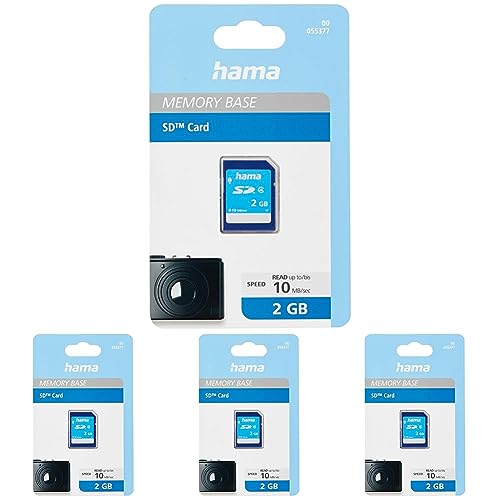 Hama Speicherkarte SD 2GB (SD-2.0 Standard, Class 4, Datensicherheit Dank mechanischem Schreibschutz, Beschriftungsfeld), 4er Pack von Hama