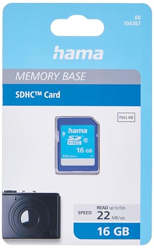 Hama Speicherkarte SDHC 16GB (SD-2.0 Standard, Class 10, High Speed, Datensicherheit dank mechanischem Schreibschutz, Beschriftungsfeld) von Hama