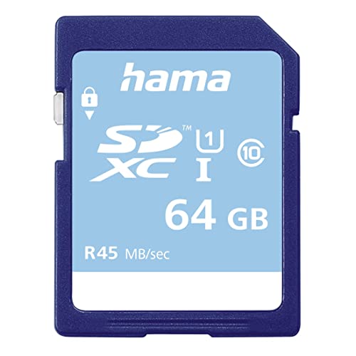 Hama Speicherkarte SDHC 64GB (SD-2.0 Standard, Class 10, Datensicherheit dank mechanischem Schreibschutz, Beschriftungsfeld) von Hama