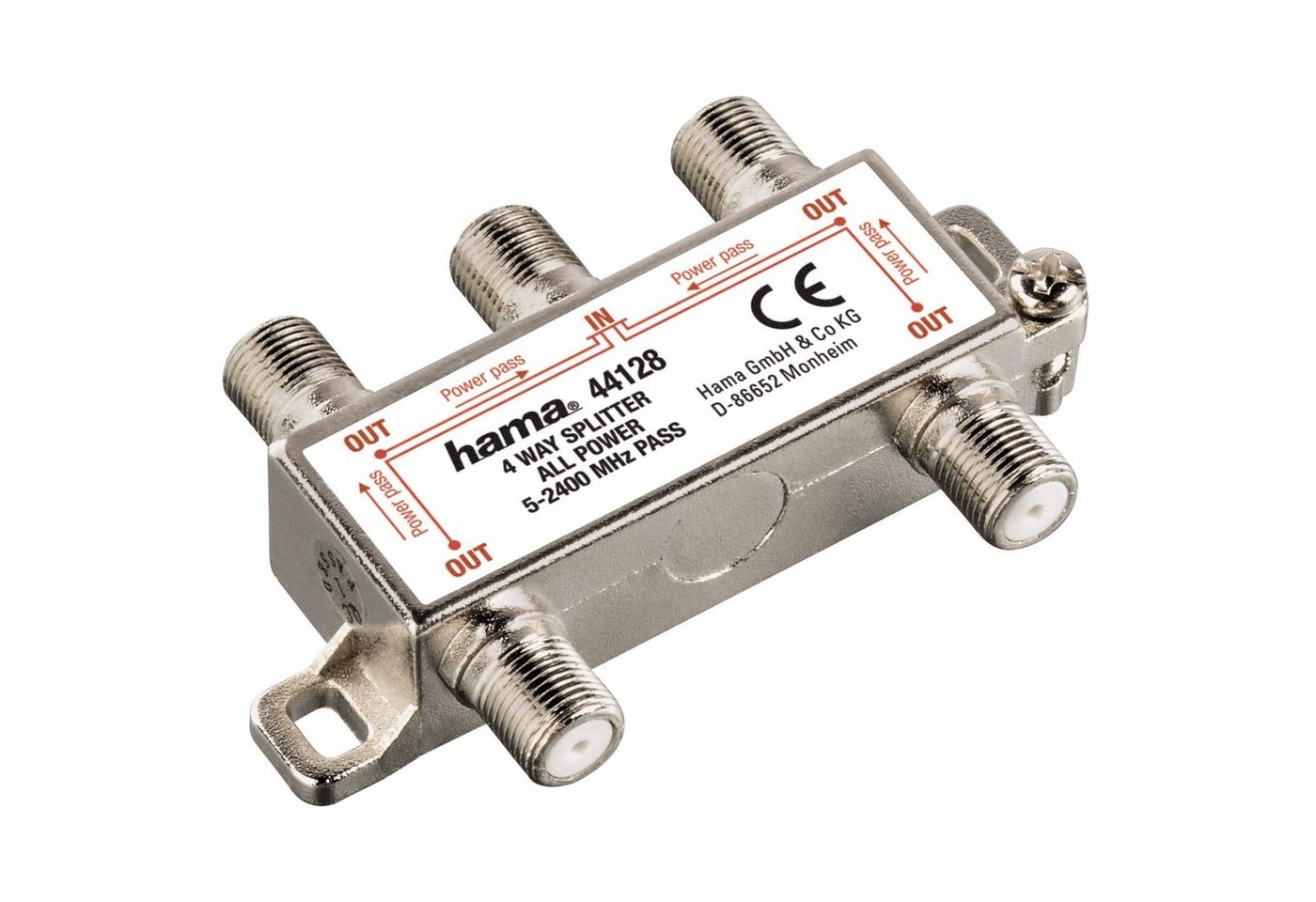 Hama Splitter 4-Fach SAT-Verteiler Splitter 5-2400MHz, für Digital Sat DVB-S2 Digital Kabel TV DVB-C Antenne DVB-T2 HDTV UKW Hama Splitter 4-Fach SAT-Verteiler Splitter 5-2400MHz, für Digital Sat DVB-S2 Digital Kabel TV DVB-C Antenne DVB-T2 HDTV UKW von Hama