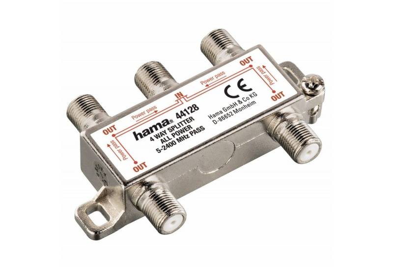 Hama Splitter 4-Fach SAT-Verteiler Splitter 5-2400MHz, für Digital Sat DVB-S2 Digital Kabel TV DVB-C Antenne DVB-T2 HDTV UKW von Hama