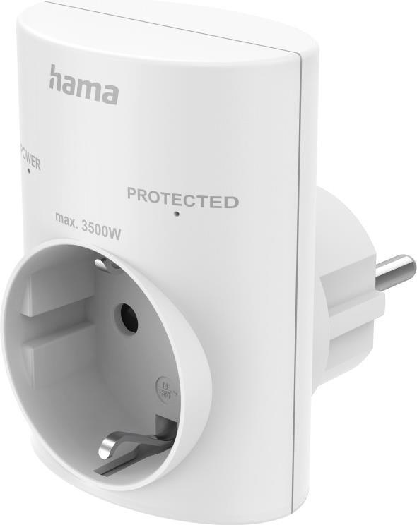 Hama Steckdosenadapter, Schutzkontakt, Überspannungsschutz, Netzspannung, Weiß (00223321) von Hama