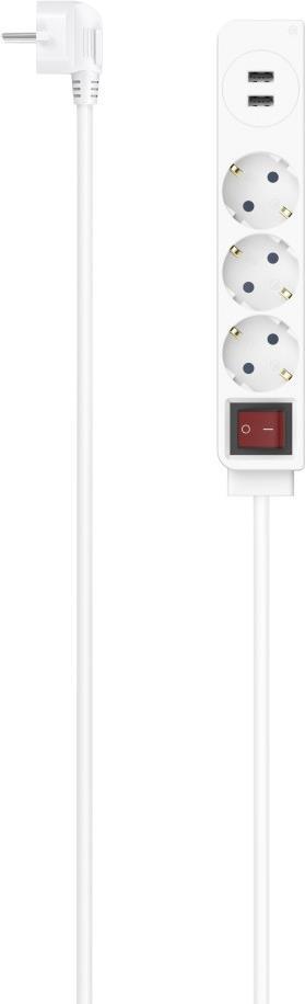 Hama Steckdosenleiste, 3-fach, USB-A 17W, Schalter, 1,4 m, Weiß (00223181) von Hama