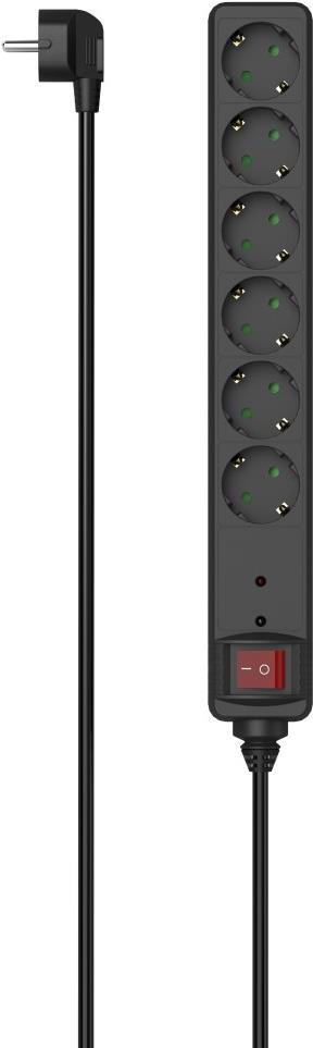 Hama Steckdosenleiste, 6-fach, Überspannungsschutz, Schalter, 3 m, Schwarz (00223156) von Hama