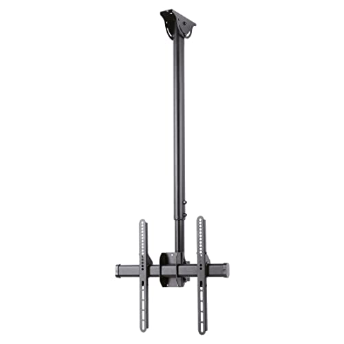 Hama TV Deckenhalterung, 360° schwenkbar, höhenverstellbar, neigbar (ideal auch für Dachschrägen, TV Halterung 32-65 Zoll, VESA 200x200 bis VESA 400x400, bis 50kg, mit Fischer-Dübeln) schwarz von Hama