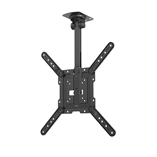 Hama TV Deckenhalterung, schwenkbar, höhenverstellbar (auch für Dachschrägen, TV Halterung 32-65 Zoll, VESA 75x75 bis VESA 400x400, bis 40kg, mit Fischer-Dübeln) schwarz von Hama