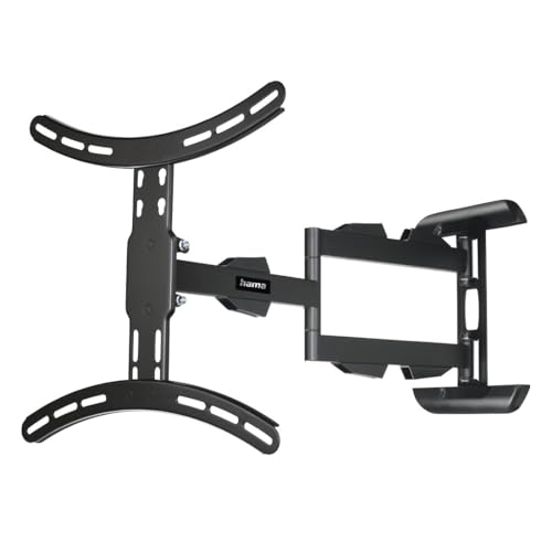 Hama TV Wandhalterung schwenkbar, neigbar, Langer Arm (TV Wandhalterung 32-65 Zoll, VESA 100x100 bis VESA 400x400, bis 25kg, ausziehbare Halterung, mit Fischer-Dübeln) schwarz von Hama