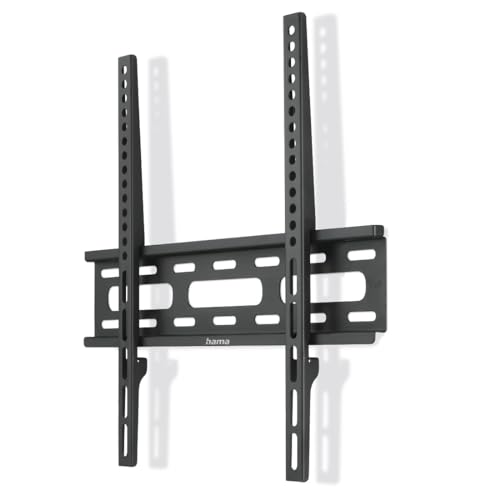 Hama TV Wandhalterung, starr (TV Wandhalterung 32-75 Zoll, VESA 50x50 bis VESA 400x400, bis 40kg, extra flach, mit Fischer-Dübeln) schwarz von Hama