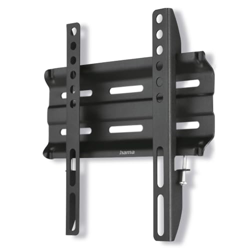 Hama TV Wandhalterung (TV Wandhalterung 48 Zoll, VESA 50x50 bis VESA 200x200, bis 25 kg, Wandabstand 2,3 cm, flach, starr, fest, mit Fischer Dübeln, Wandhalterung Fernseher) schwarz von Hama