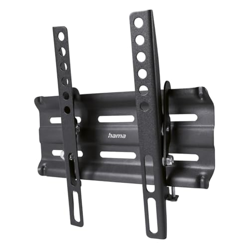 Hama TV Wandhalterung neigbar, flach (TV Wandhalterung 19-48 Zoll, VESA 50x50 bis VESA 200x200, bis 25kg, geringer Wandabstand, Easy Fix System, mit Fischer-Dübeln & Bohrschablone) schwarz von Hama