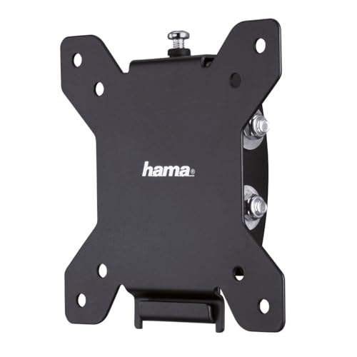 Hama TV Wandhalterung neigbar (TV Wandhalterung 10-26 Zoll, VESA 75x75 und VESA 100x100, bis 30kg, Easy Fix System, mit Fischer-Dübeln) schwarz von Hama