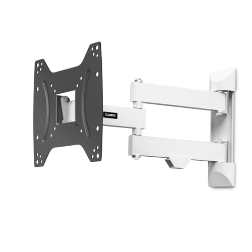 Hama TV Wandhalterung schwenkbar, neigbar, ausziehbar (TV Wandhalterung 19-48 Zoll, VESA 75x75 bis VESA 200x200, bis 20kg, 3 Gelenke, mit Fischer-Dübeln & Montageanleitung) schwarz-weiß von Hama