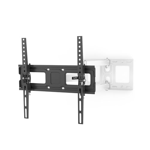 Hama TV Wandhalterung schwenkbar, neigbar, ausziehbar (TV Wandhalterung 32-65 Zoll, VESA 100x100 bis VESA 400x400, bis 35kg, mit fischer-Dübeln und Bohrschablone) schwarz-weiß von Hama