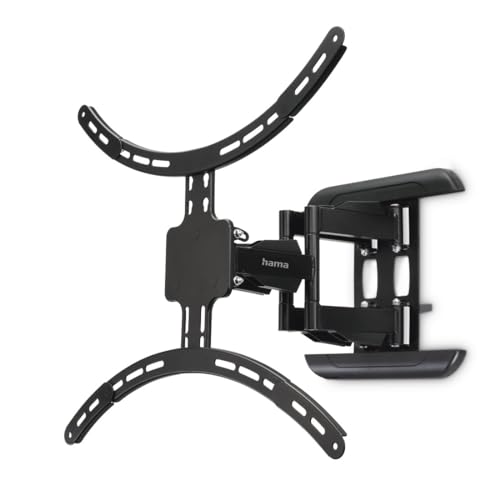 Hama TV Wandhalterung schwenkbar, neigbar, ausziehbar (TV Wandhalterung 90 Zoll, VESA 200x200 bis VESA 600x500, bis 50 kg, Kabelmanager, mit Fischer Dübeln) schwarz von Hama