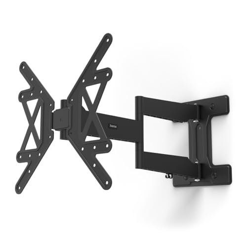 Hama TV Wandhalterung schwenkbar, neigbar, extra Langer Arm (TV Wandhalterung 32-65 Zoll, VESA 100x100 bis VESA 400x400, bis 50kg, Ultra Slim, ausziehbare Halterung, mit Fischer-Dübeln) schwarz von Hama
