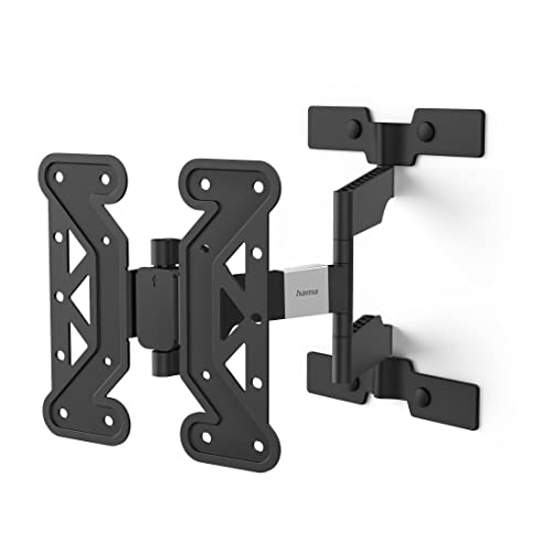 Hama TV Wandhalterung schwenkbar, neigbar, Slim (TV Wandhalterung 19-48 Zoll, VESA 100x100 bis VESA 200x200, bis 25kg, 3 Gelenke, ausziehbare Halterung, mit Fischer-Dübeln & Bohrschablone) schwarz von Hama