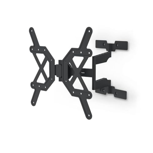 Hama TV Wandhalterung schwenkbar, neigbar, Slim (TV Wandhalterung 32-65 Zoll, VESA 100x100 bis VESA 400x400, bis 30kg, 3 Gelenke, ausziehbare Halterung, mit Fischer-Dübeln & Bohrschablone) schwarz von Hama
