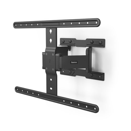 Hama TV Wandhalterung schwenkbar, neigbar, Slim (TV Wandhalterung 37-90 Zoll, VESA 200x200 bis VESA 600x400, bis 50kg, ausziehbare Halterung, geringer Wandabstand, mit Fischer-Dübeln) schwarz von Hama