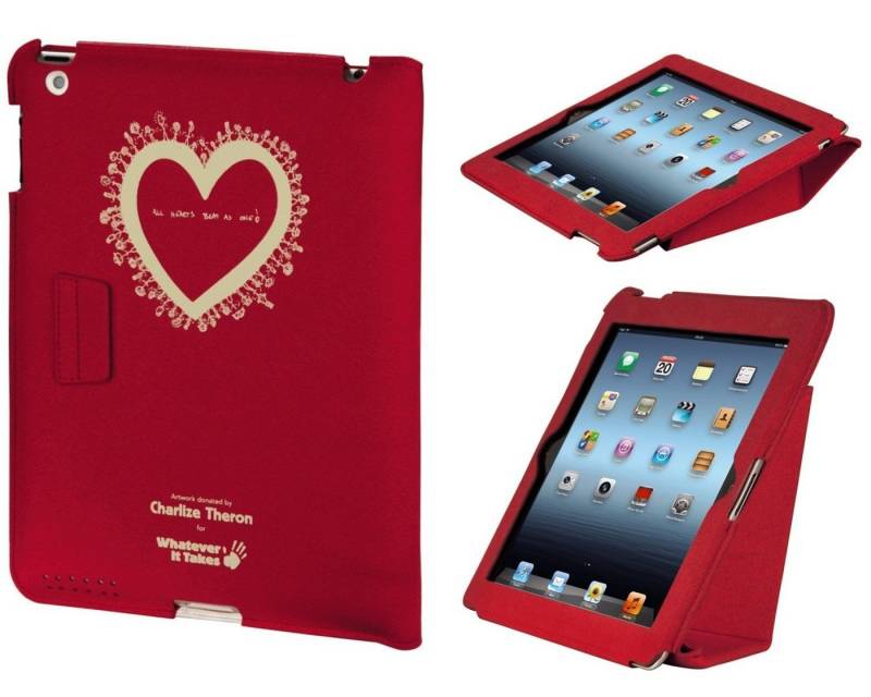 Hama Tablet-Hülle Charlize Theron Klapp-Tasche Smart Cover Rot, Schutz-Hülle für Apple iPad 4 3 4G 3G 2 2G als Video-Ständer nutzbar von Hama