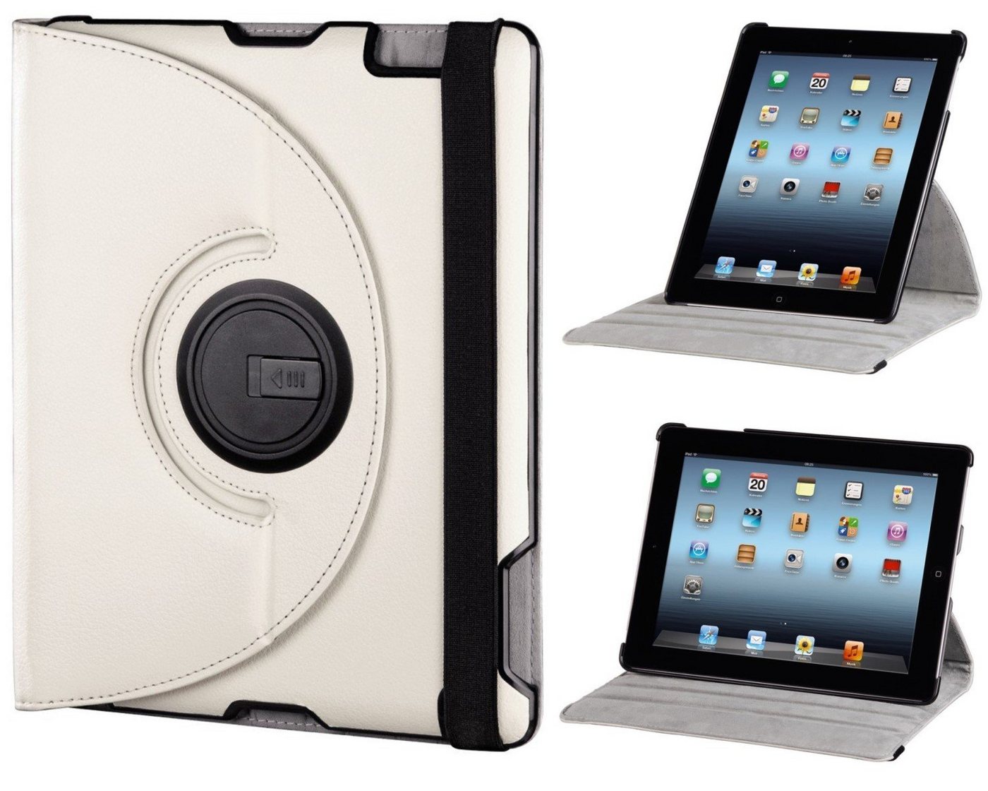 Hama Tablet-Hülle Cover Padfolio Case Tasche Ständer Etui Hülle Weiß, Klapp-Tasche für Apple iPad 4 3 4G 3G 2 2G, Stand-Funktion von Hama