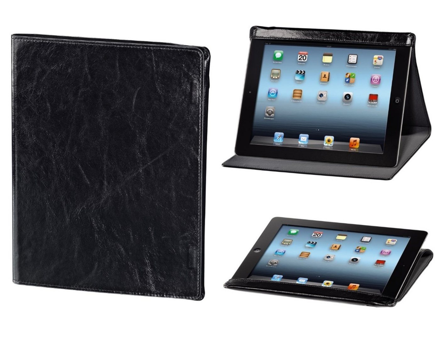 Hama Tablet-Hülle Tasche Alicante Schwarz für Apple iPad 3/4, Klapp-Tasche für Apple iPad 4 3 4G 3G, Stand-Funktion von Hama