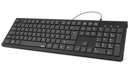 Hama Tastatur mit Kabel (kabelgebundene Tastatur, Wired Keyboard für PC, Notebook, Laptop mit USB A Anschluss, KC-200) Schwarz von Hama