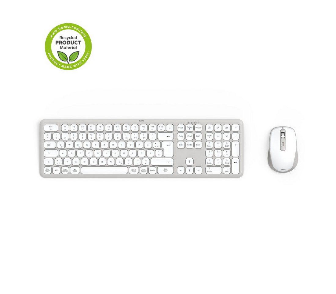 Hama Tastatur und Maus kabellos (Multi Device 2,4GHz, 2x Bluetooth, QWERTZ) Tastatur- und Maus-Set von Hama