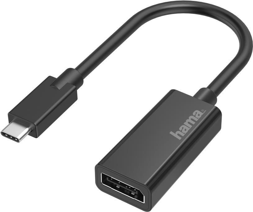 Hama - USB/DisplayPort-Adapter - USB-C (S) bis DisplayPort (W) - Thunderbolt 3 - 4K Unterstützung - Schwarz von Hama