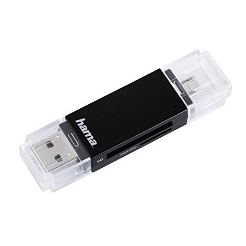Hama USB 2.0 Basic OTG On The Go Kartenleser für Smartphones und Tablets, USB A/USB B Micro, SD, SDHC, SDXC, Micro SD, Micro SDHC von Hama