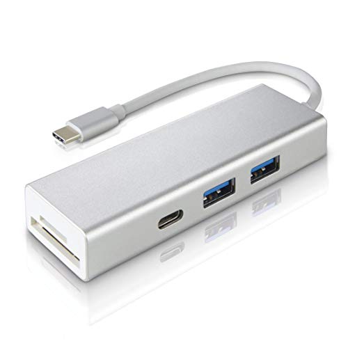 Hama USB 3.1 Type-C Hub, 3-fach, mit Kartenleser (2x USB-A, 1x USB-C, SD/SDHC/SDXC/microSD/microSDHC/microSDXC, für PC/Mac/Laptop/Tablet, OTG-fähig) externer USB-Verteiler, Kartenlesegerät von Hama