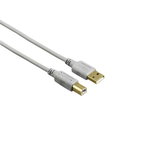 Hama USB-A Kabel - USB-B (1,5m, USB Typ A, USB B, USB 2.0, 480Mbit/s, Kabel, vergoldet) grau von Hama