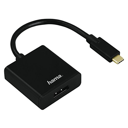 Hama USB-C Adapter auf DisplayPort (Anschluss von Geräten mit USB 3.1 Type-C und Thunderbolt 3 an Display Port 1.2 Monitore/TV/Beamer, Ultra HD, 4k, vergoldeter Stecker) schwarz von Hama