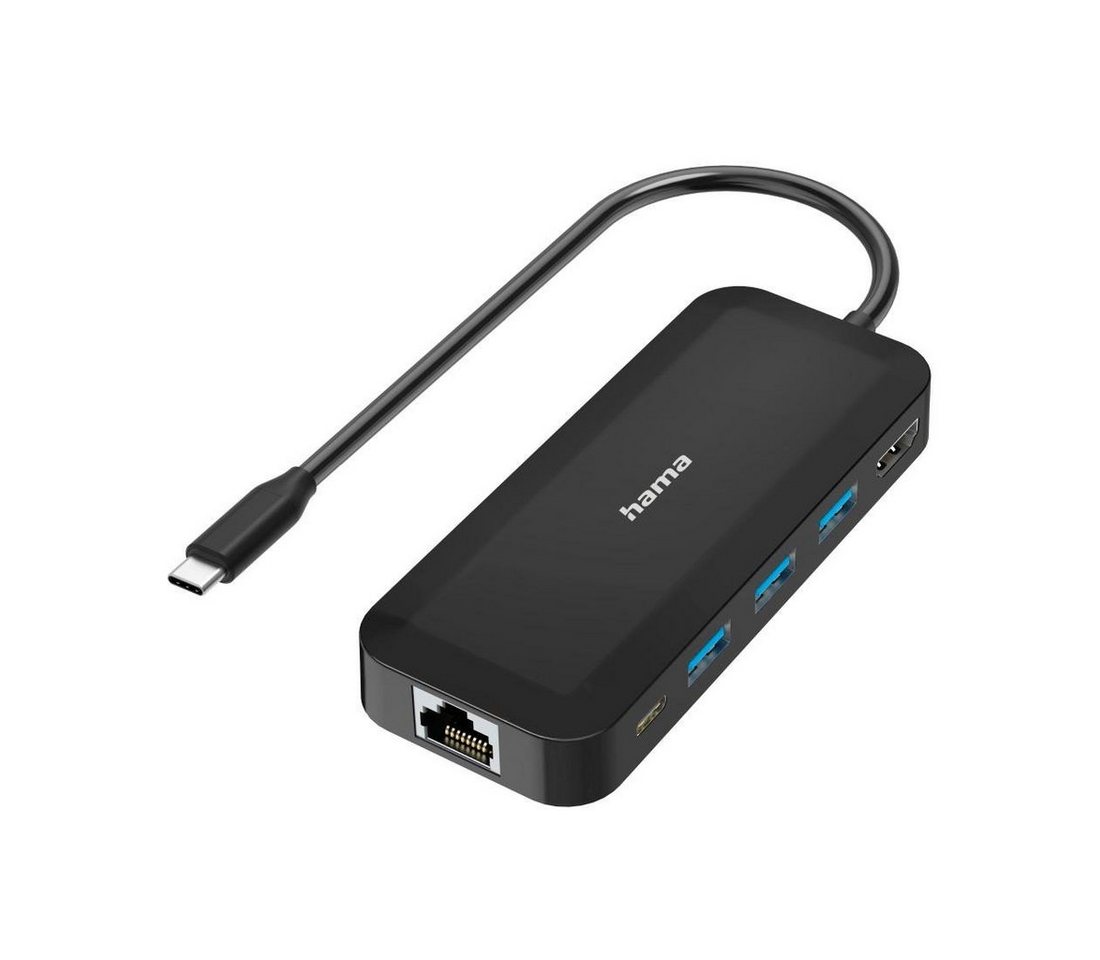 Hama USB-C-Hub, Multiport, 6 Ports, 3x USB-A, USB-C, HDMI™, LAN/Ethernet USB-Adapter USB-C zu 3x USB Typ A, HDMI, RJ-45 (Ethernet), USB Typ C, 15 cm von Hama