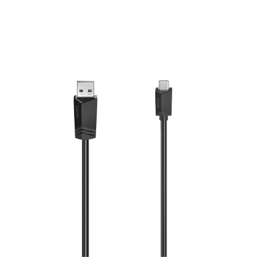 Hama USB C Kabel 3 m (Ladekabel USB A auf USB C, USB Typ C Kabel Datenübertragung 480 Mbit/s, Datenkabel für PC, Laptop, Tablet, Handy, Game Controller etc., schlankes Steckergehäuse) schwarz von Hama