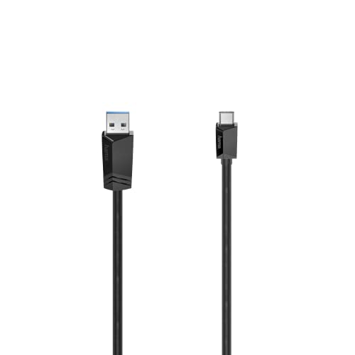 Hama USB C Kabel 3 m (Ladekabel USB A auf USB C, USB Typ C Kabel Datenübertragung 5 Gbit/s, Datenkabel USB 3.2 für PC, Laptop, Tablet, Handy, Game Controller etc., schlankes Steckergehäuse) schwarz von Hama