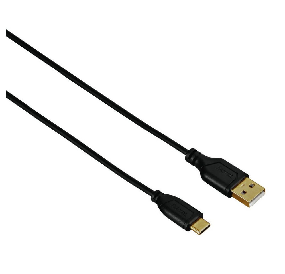 Hama USB-C-Kabel Flexi-Slim", vergoldet, verdrehsicher, Schwarz, 0,75 m USB-Kabel" von Hama