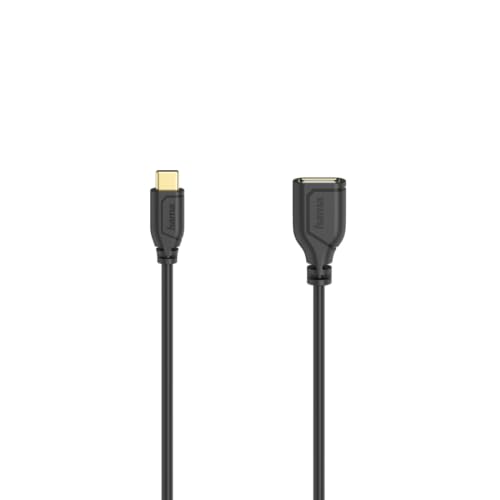 Hama USB C Kabel - OTG (USB 2.0, 480Mbit/s, vergoldet, schmaler Stecker, 0,15m) schwarz von Hama
