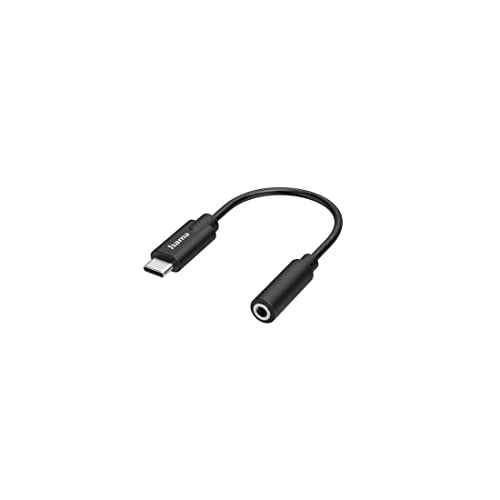 Hama USB C Klinke Adapter, USB C Stecker auf 3,5 mm Klinke-Buchse (AUX Adapter mit DAC Konverter für besten HiFi Stereo Sound, zum Anschluss von Kopfhörer, Lautsprecher an PC, Laptop, Tablet, Handy) von Hama