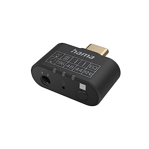 Hama USB C Klinke Adapter USB C Stecker – 3,5 mm Klinke-Buchse (AUX Adapter mit Mikro, Equalizer u. DAC Konverter für HiFi Stereo Sound, Anschluss von Kopfhörer, Lautsprecher an Laptop, Tablet, Handy) von Hama