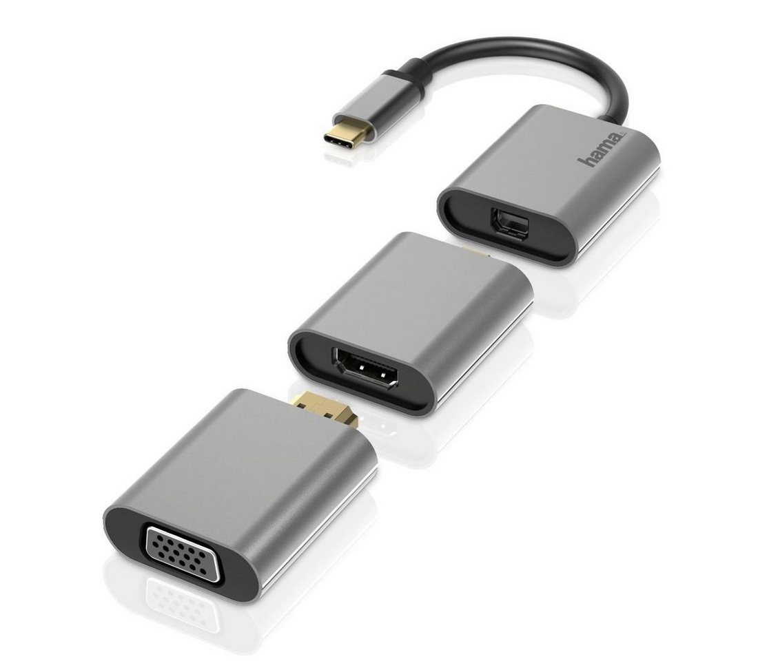 Hama USB-C Multiport Adapter Set 6 in1, USB-C, Mini DisplayPort, HDMI, VGA Computer-Adapter Mini DisplayPort, USB-C zu HDMI, Mini DisplayPort, VGA von Hama