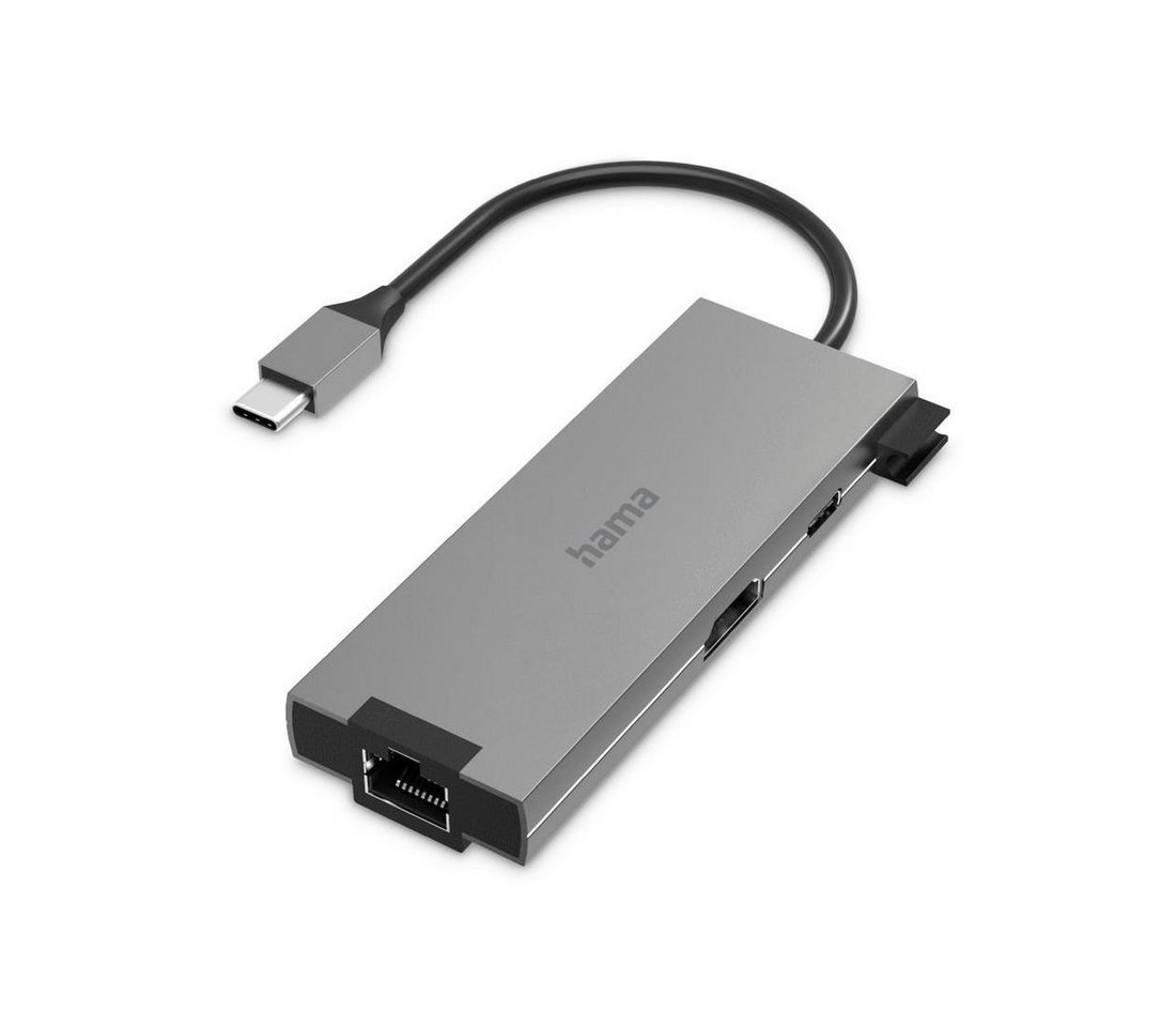 Hama USB-C Multiport Hub für Laptop mit 5 Ports, USB-A, USB-C, HDMI, LAN USB-Adapter USB-C zu HDMI, RJ-45 (Ethernet), USB Typ A, USB Typ C, 15 cm, Laptop Dockingstation, kompakt, robustes Gehäuse, silberfarben von Hama