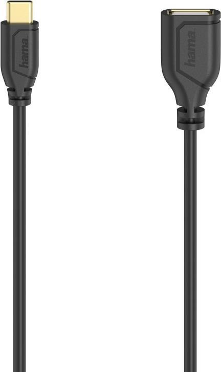 Hama USB-C-OTG-Kabel Flexi-Slim, USB 2.0, 480 Mbit/s, Schwarz, 0,15 m (00200638) von Hama