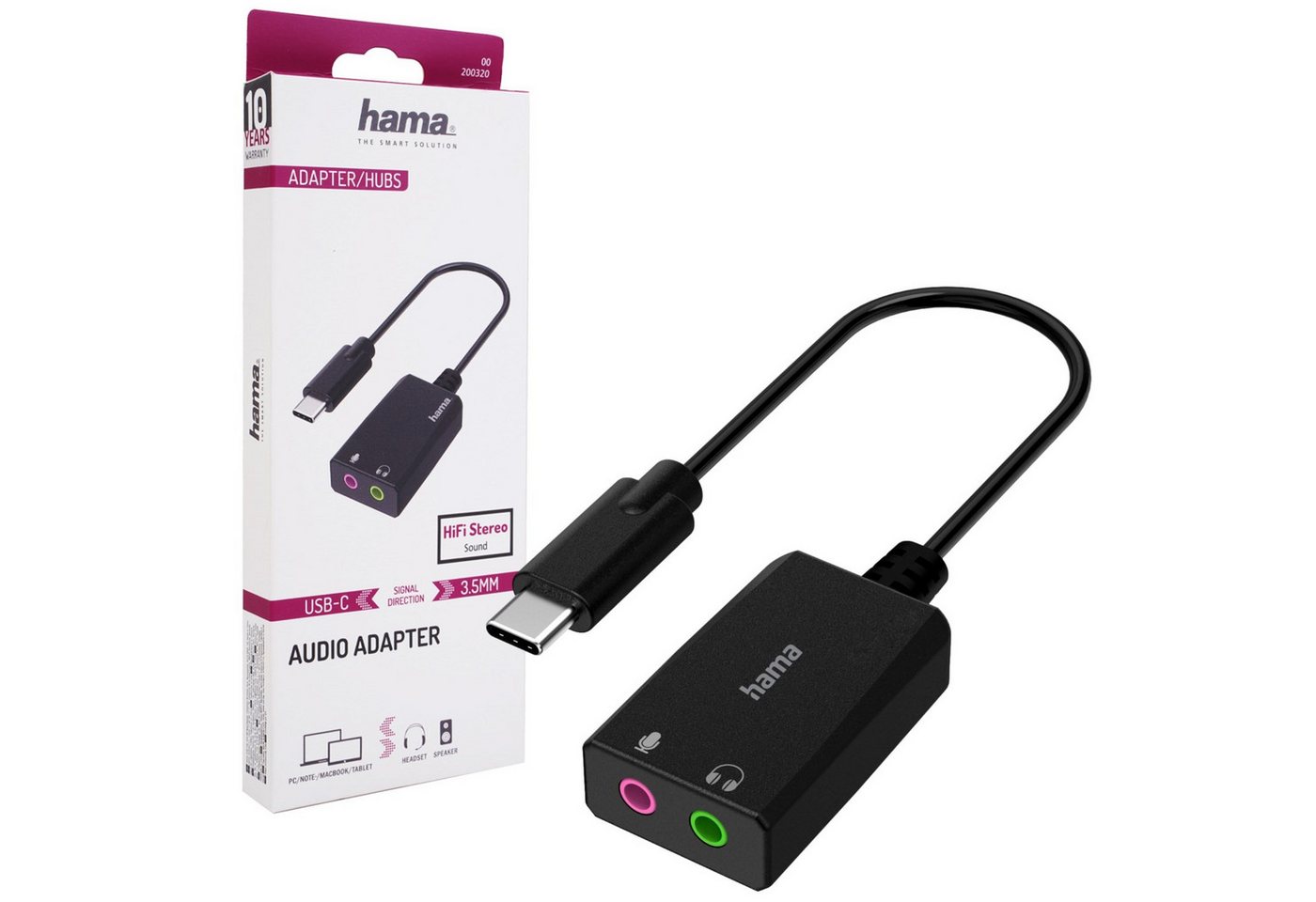 Hama USB-C externe Soundkarte auf 3,5mm Klinke Tablet-Kabel, Klinken-Buchse Adapter Audio Konverter für PC Notebook MacBook Tablet von Hama